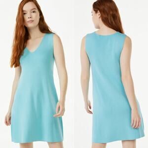 Free Assembly Women's Light Blue Knit V Neck Sleeveless Swing Dress Size Medium